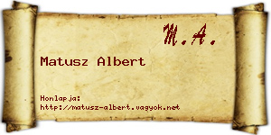 Matusz Albert névjegykártya